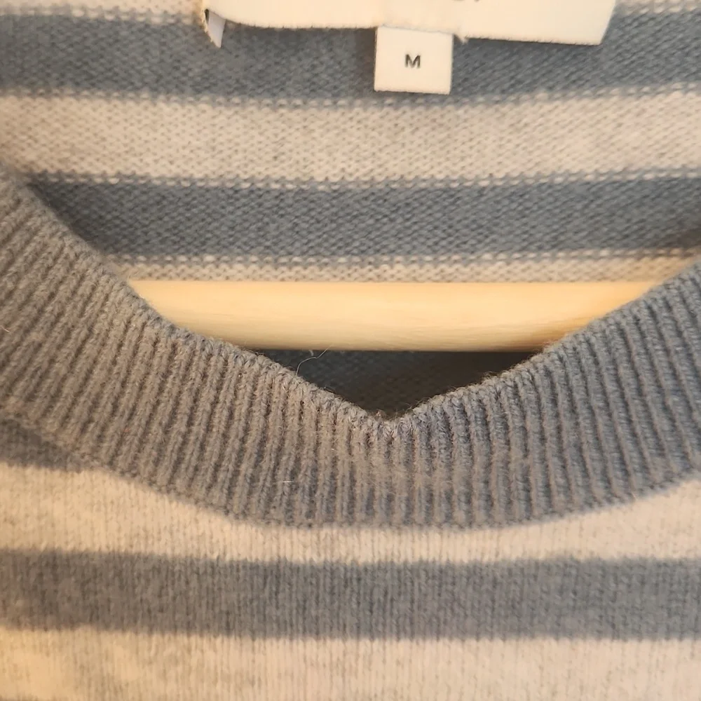 Striped Blue and Gray Sweater By VINCE - Picture 2 of 6